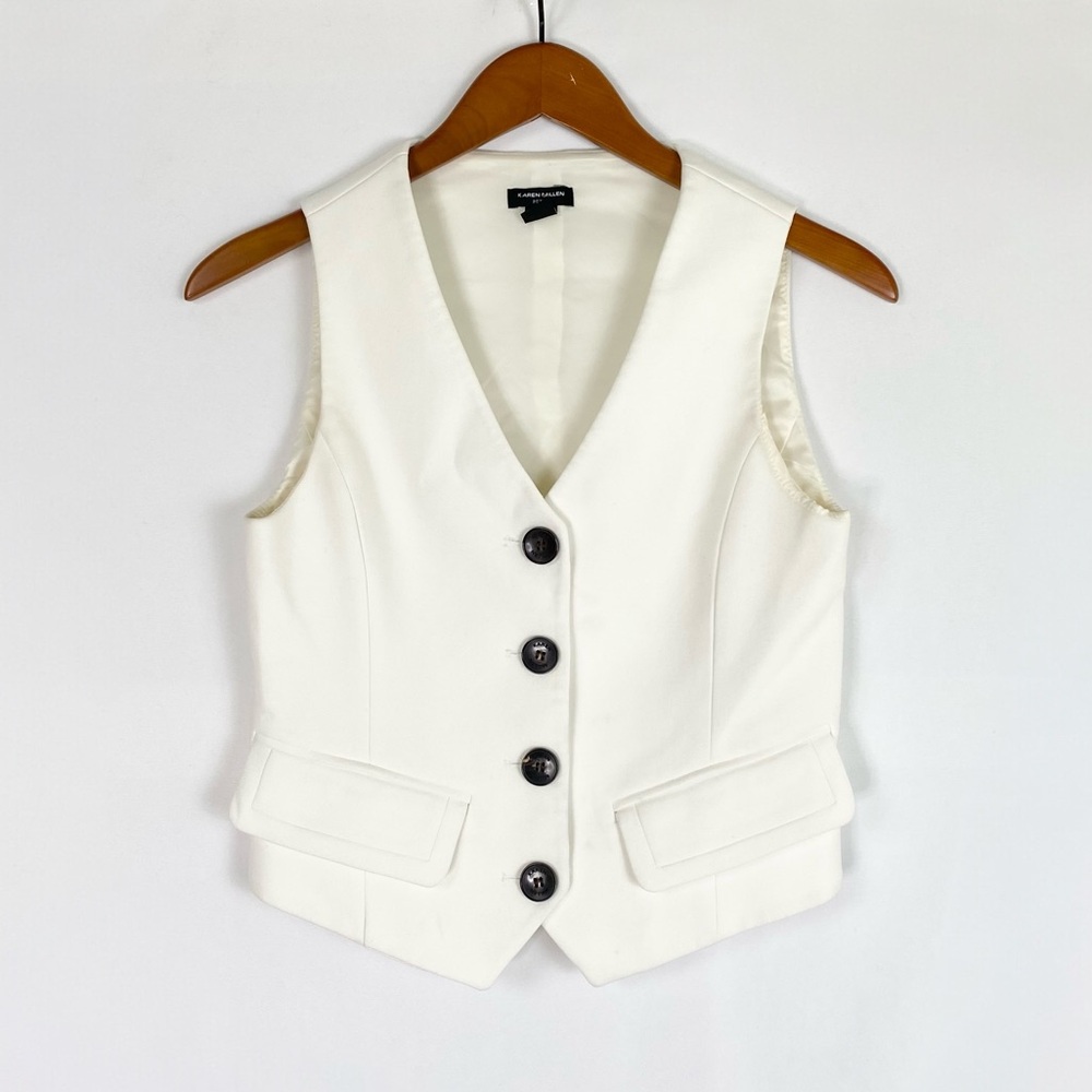 Karen Millen The‎ Founder Stretch Tailored Waistcoat Button Vest Size 2 Petite